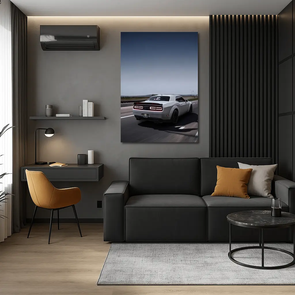 Dodge Challenger Hellcat On Open Highway – Wall Art