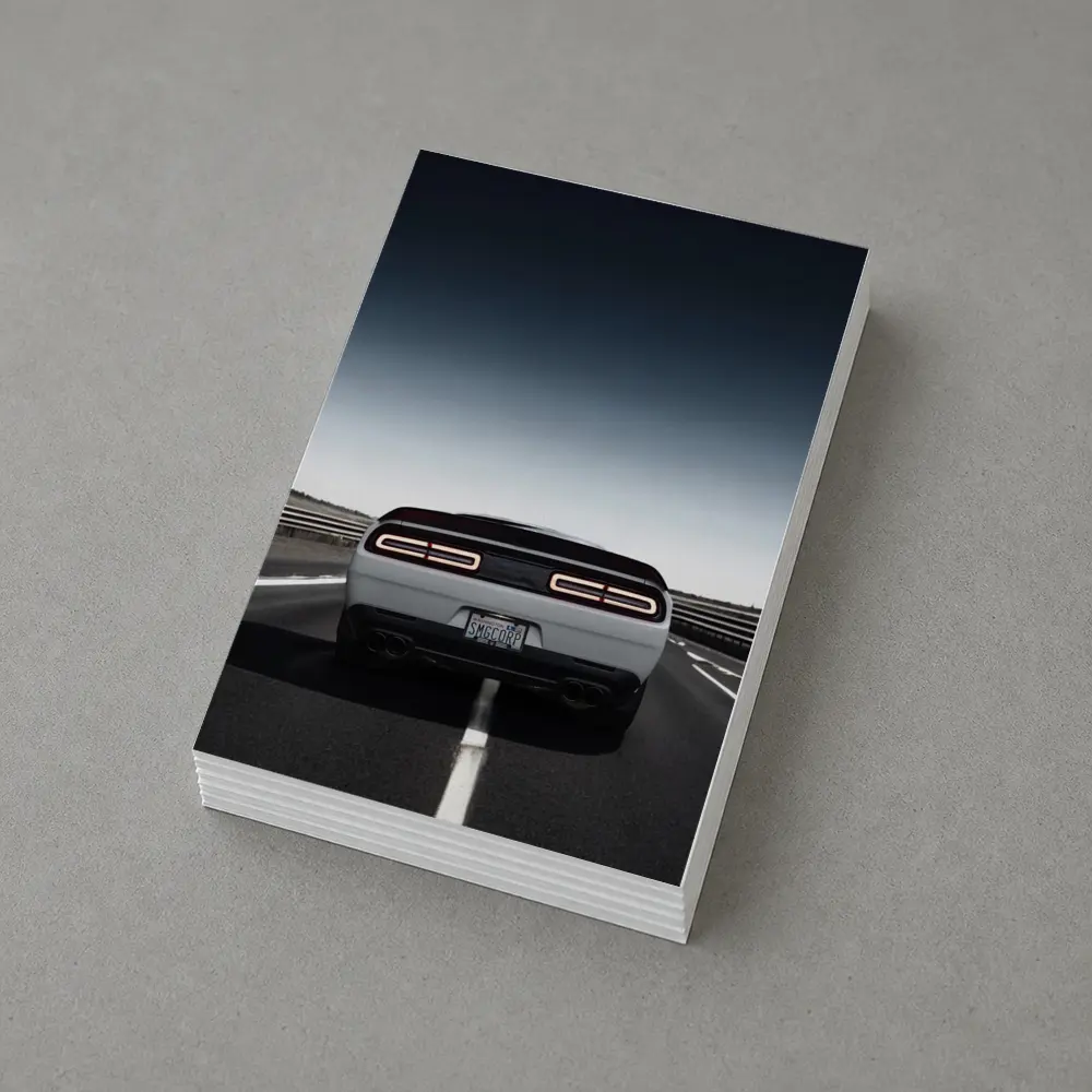 Dodge Challenger White Rear View Open Road – Postcards
