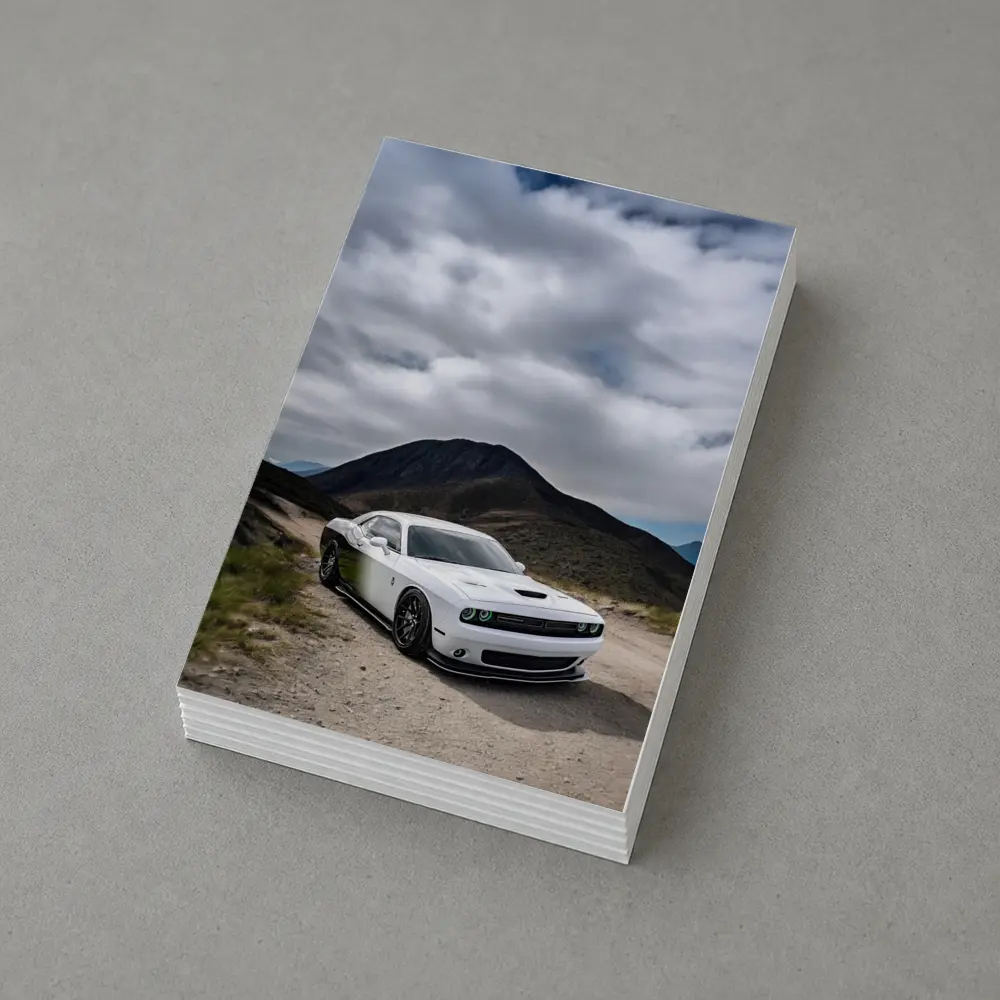 Dodge Challenger White Muscle Car Mountain Road – Postcards