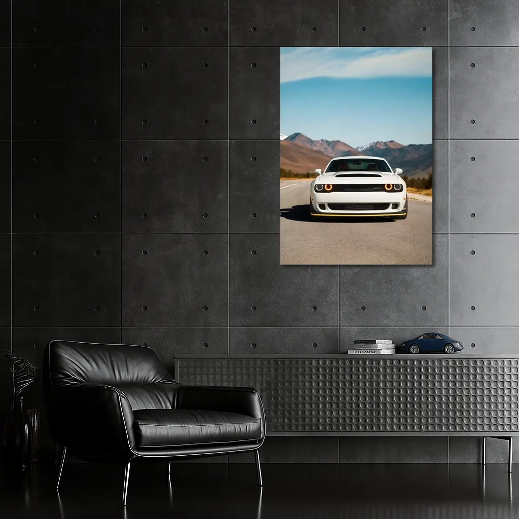 Dodge Challenger SRT White Mountain Road – Wall Art