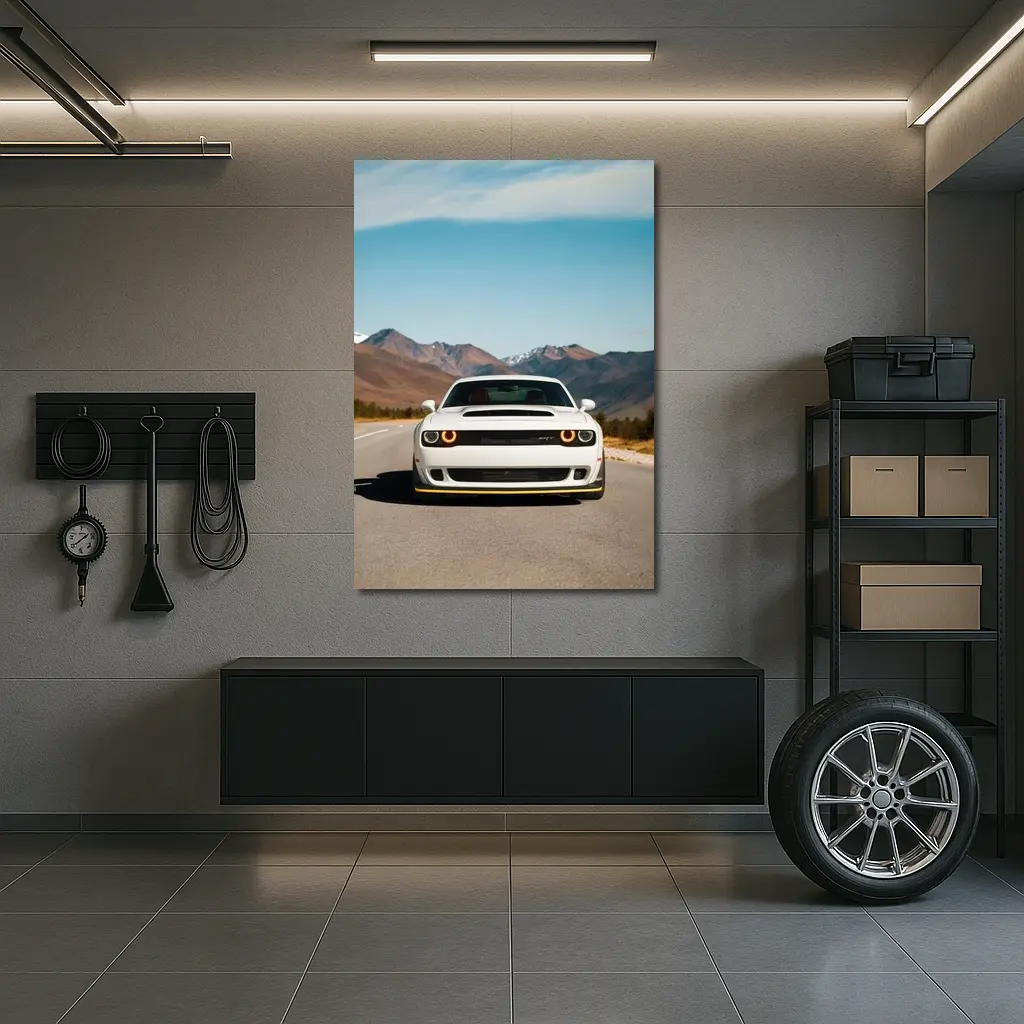 Dodge Challenger SRT White Mountain Road – Wall Art