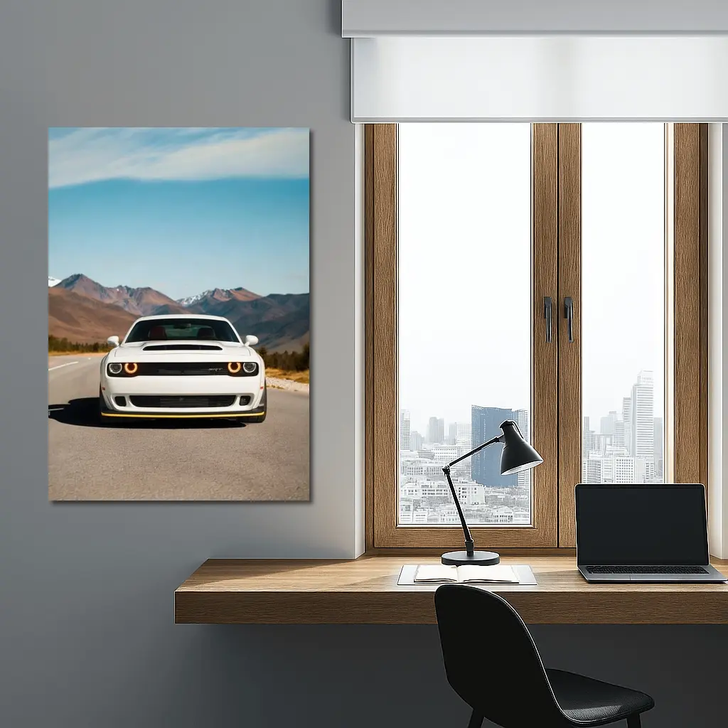 Dodge Challenger SRT White Mountain Road – Wall Art