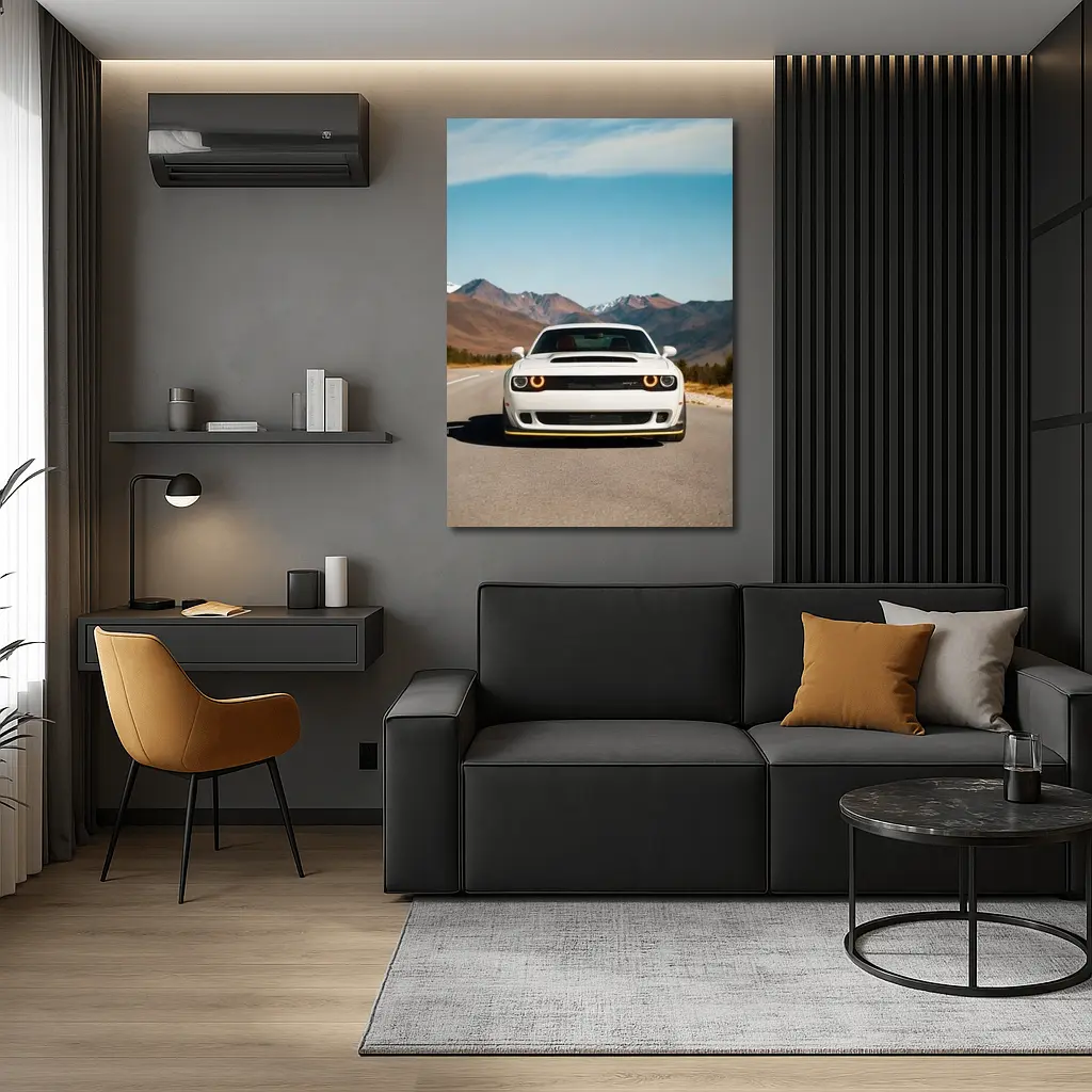 Dodge Challenger SRT White Mountain Road – Wall Art
