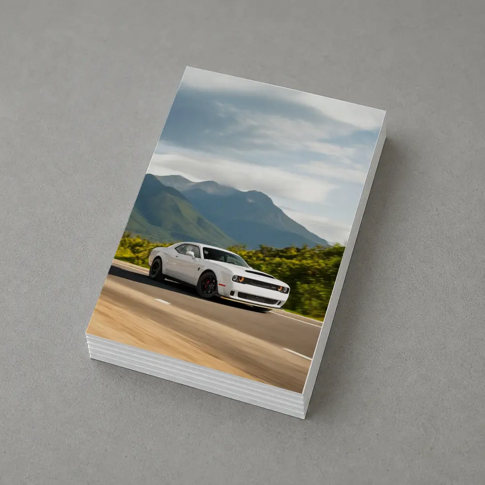 Dodge Challenger White Muscle Car Mountain Road – Postcards