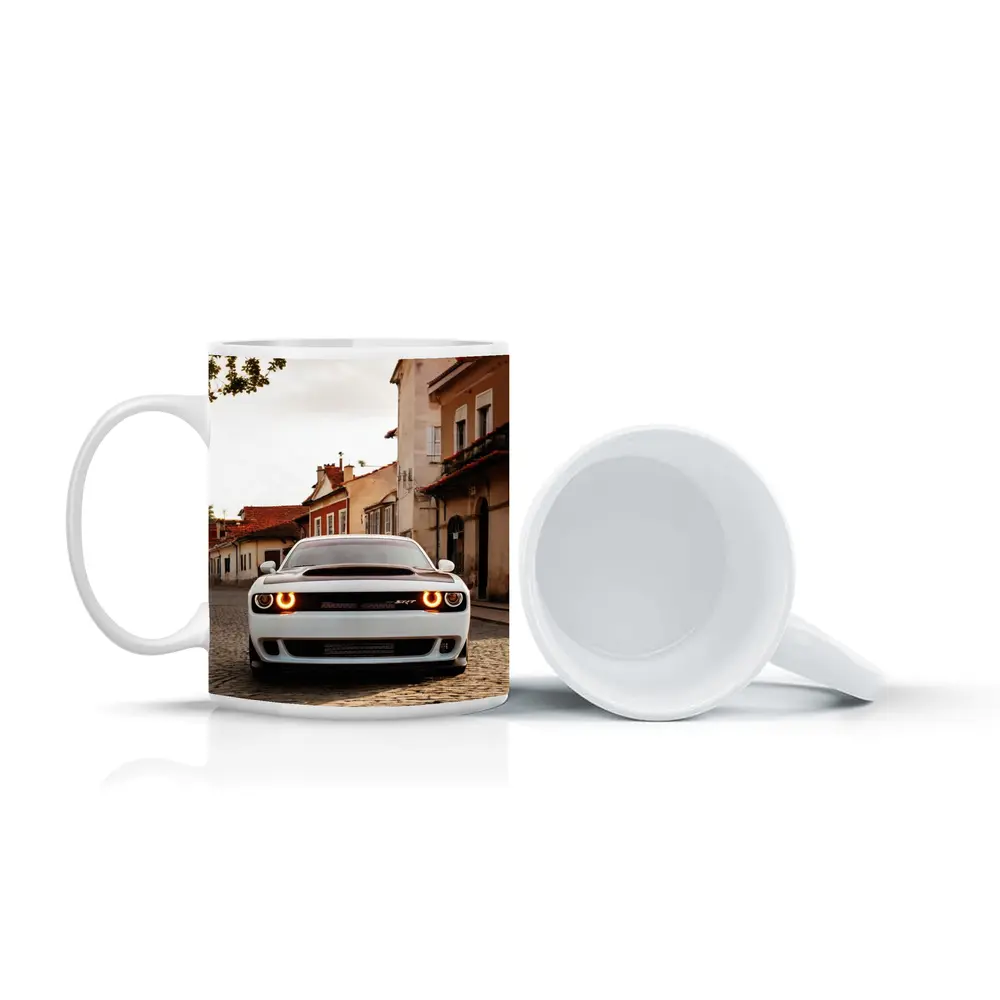Dodge Challenger SRT White Cobblestone Street – Mugs