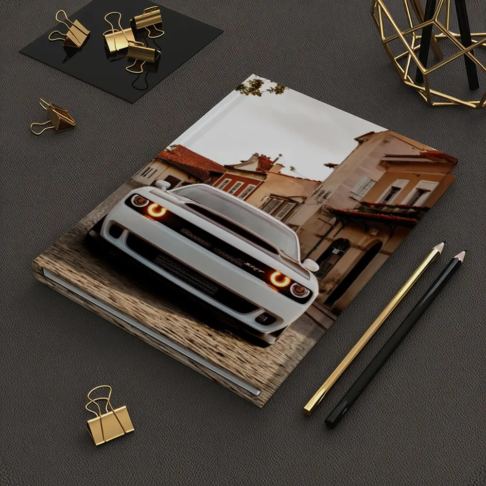 Dodge Challenger SRT White Cobblestone Street – Notebooks