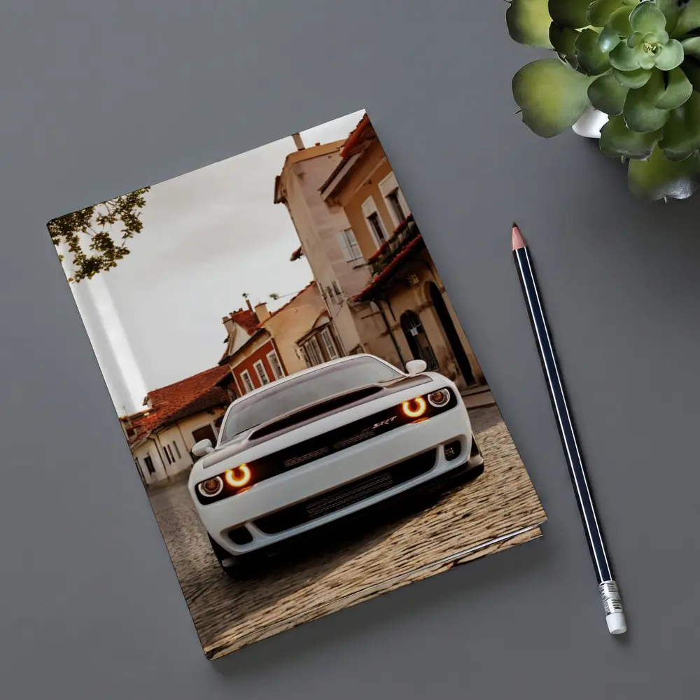 Dodge Challenger SRT White Cobblestone Street – Notebooks