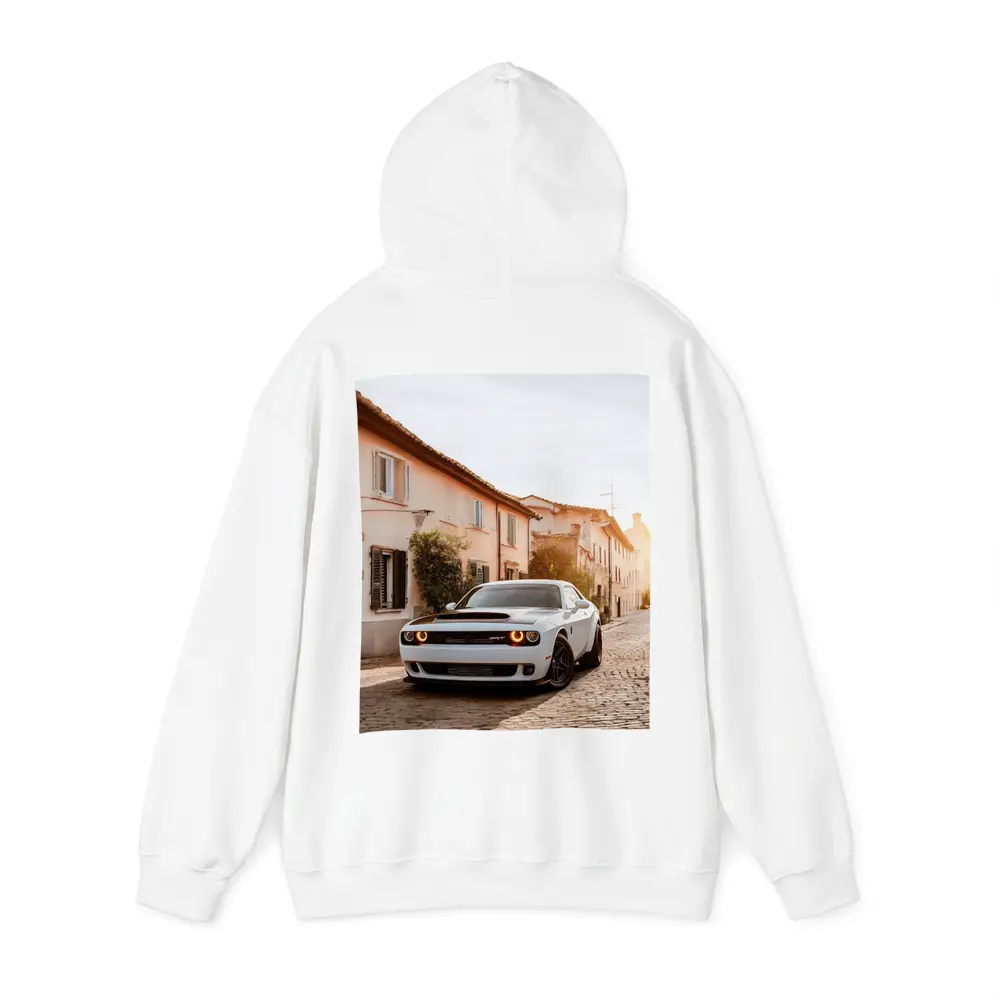 Dodge Challenger SRT White Cobblestone Street – Hoodies