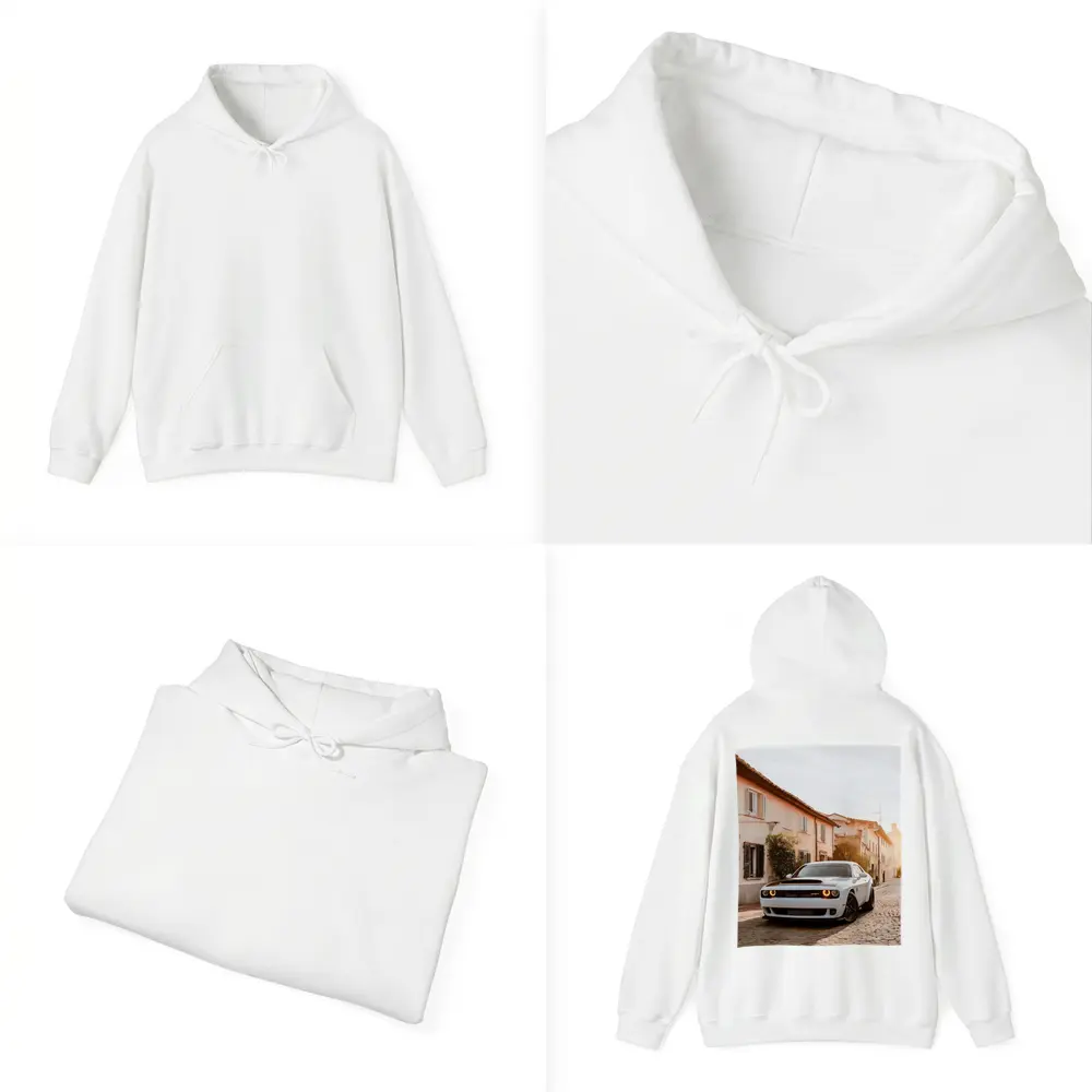Dodge Challenger SRT White Cobblestone Street – Hoodies