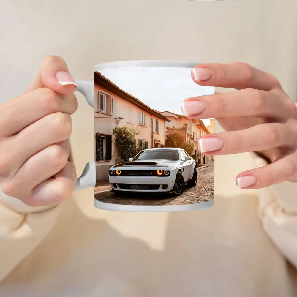 Dodge Challenger SRT White Cobblestone Street – Mugs