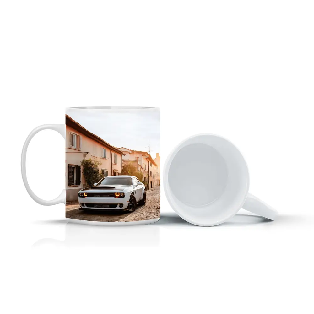 Dodge Challenger SRT White Cobblestone Street – Mugs