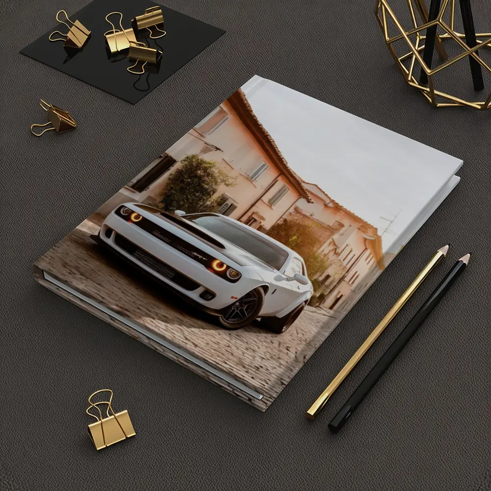 Dodge Challenger SRT White Cobblestone Street – Notebooks