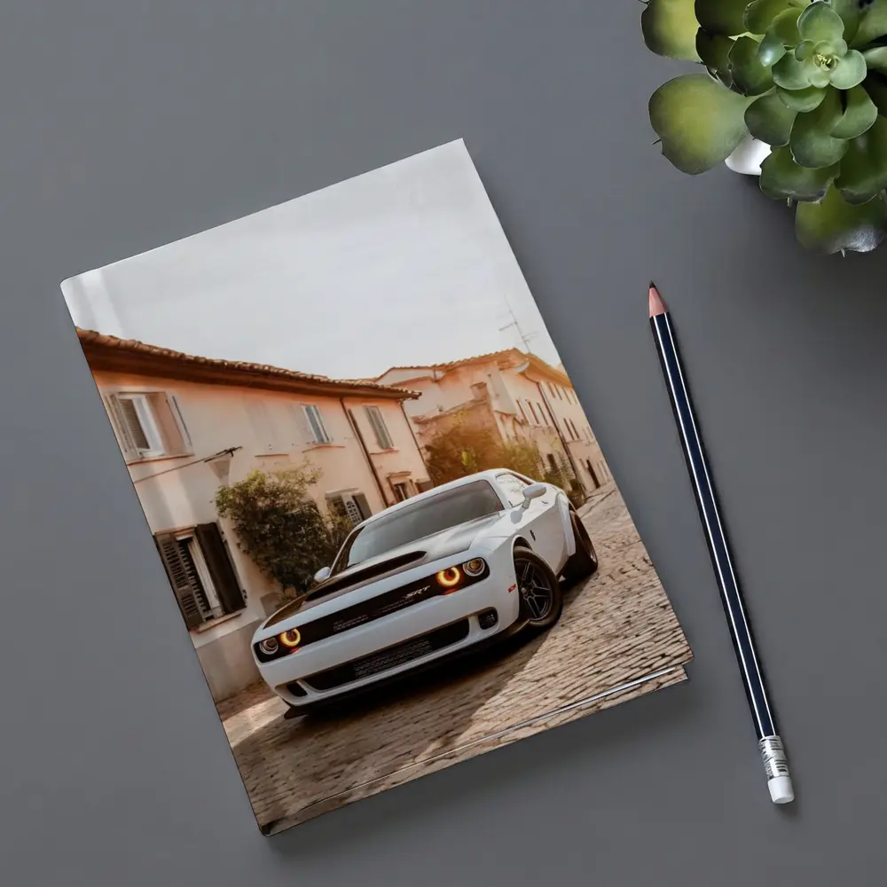Dodge Challenger SRT White Cobblestone Street – Notebooks