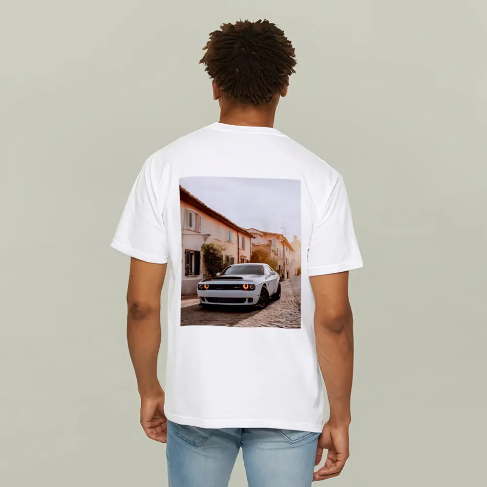 Dodge Challenger SRT White Cobblestone Street – T-Shirts