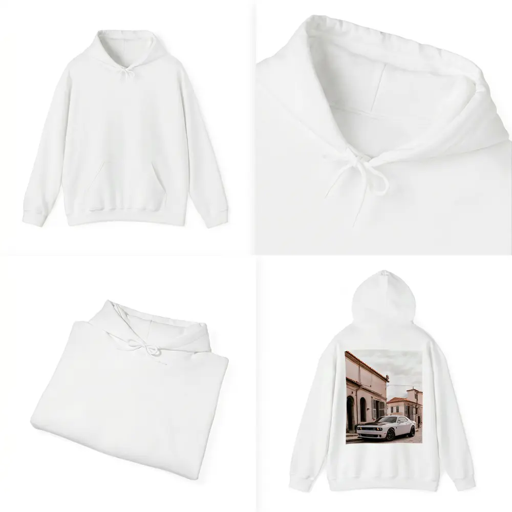 Dodge Challenger SRT White Old Town Street – Hoodies