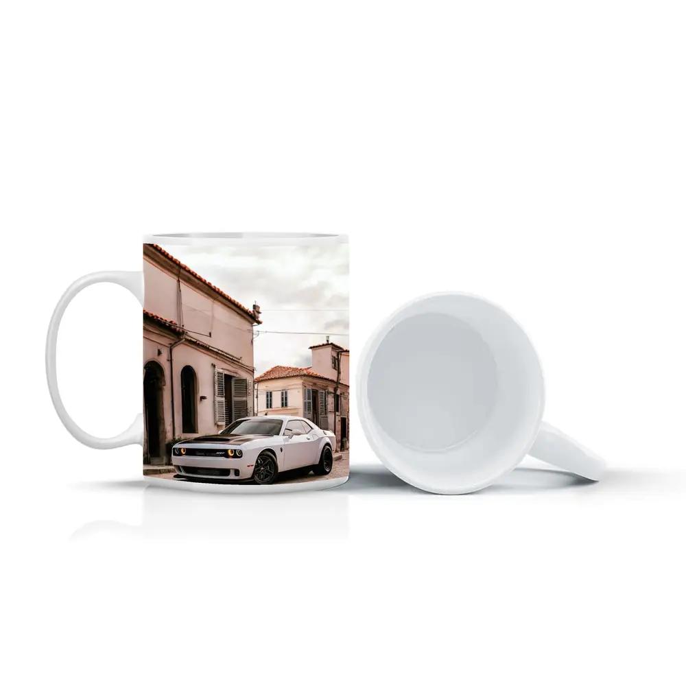 Dodge Challenger SRT White Old Town Street – Mugs