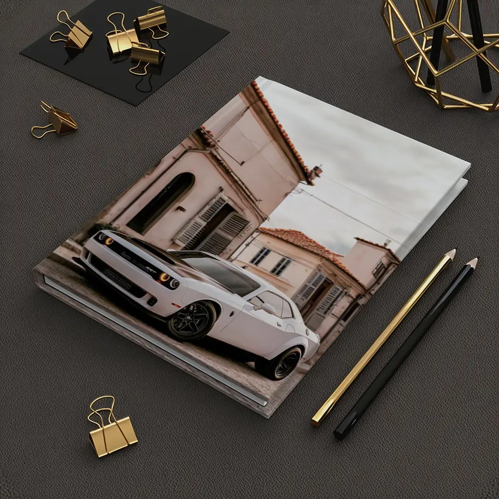 Dodge Challenger SRT White Old Town Street – Notebooks
