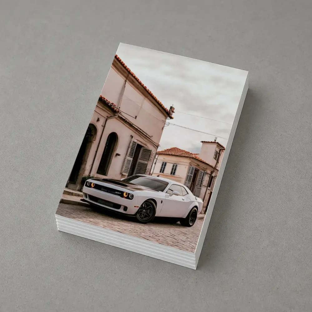 Dodge Challenger SRT White Old Town Street – Postcards
