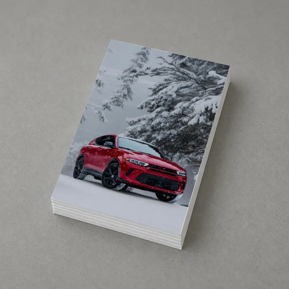 Dodge Hornet Red SUV Snowy Winter Forest – Postcards