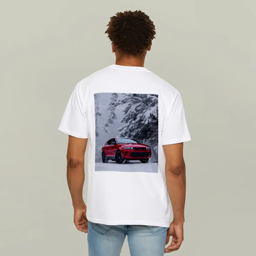 Dodge Hornet Red SUV Snowy Winter Forest – T-Shirts