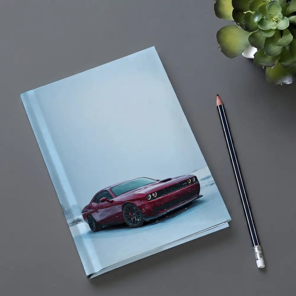 Dodge Challenger Red Muscle Car Snowy Winter – Notebooks