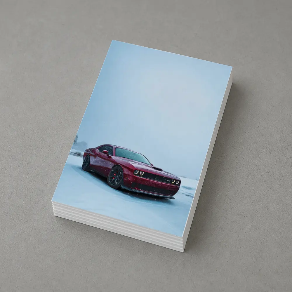 Dodge Challenger Red Muscle Car Snowy Winter – Postcards