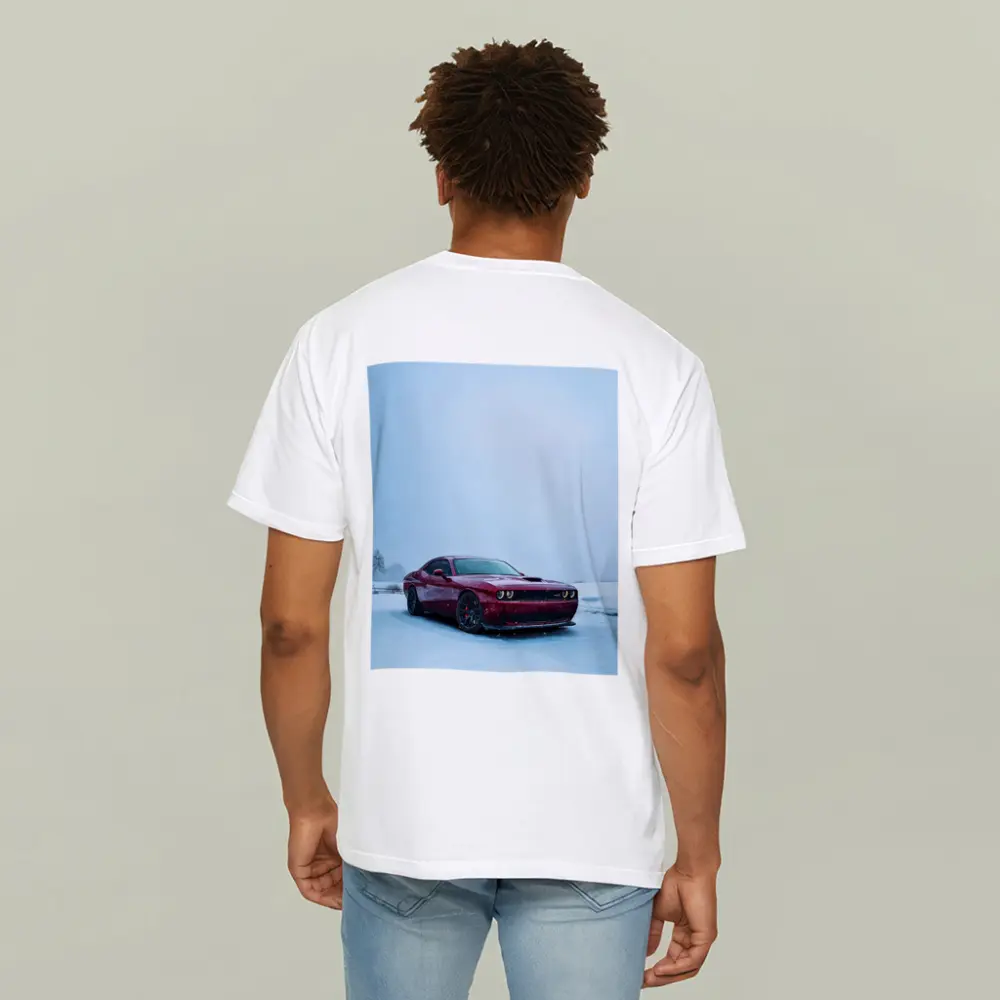 Dodge Challenger Red Muscle Car Snowy Winter – T-Shirts