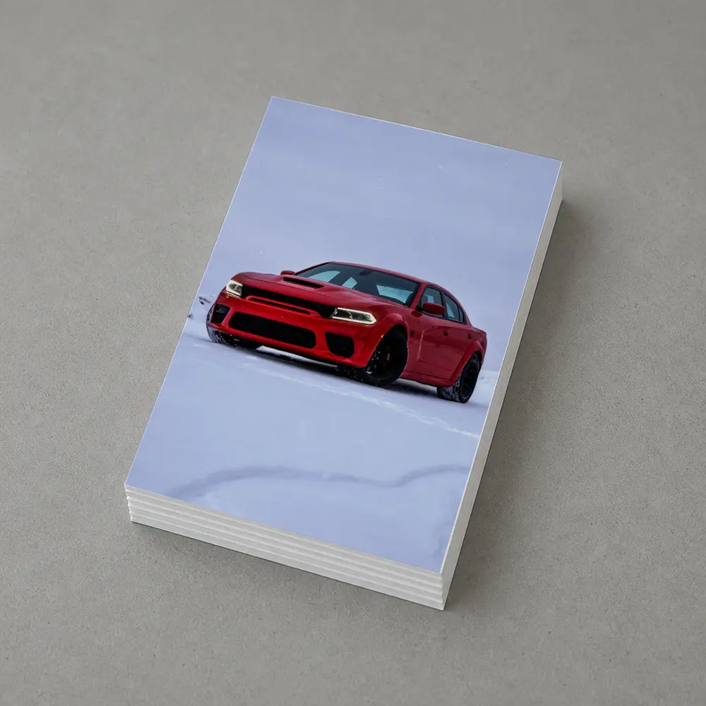 Dodge Charger Red Muscle Car Snow Scene – Postcards