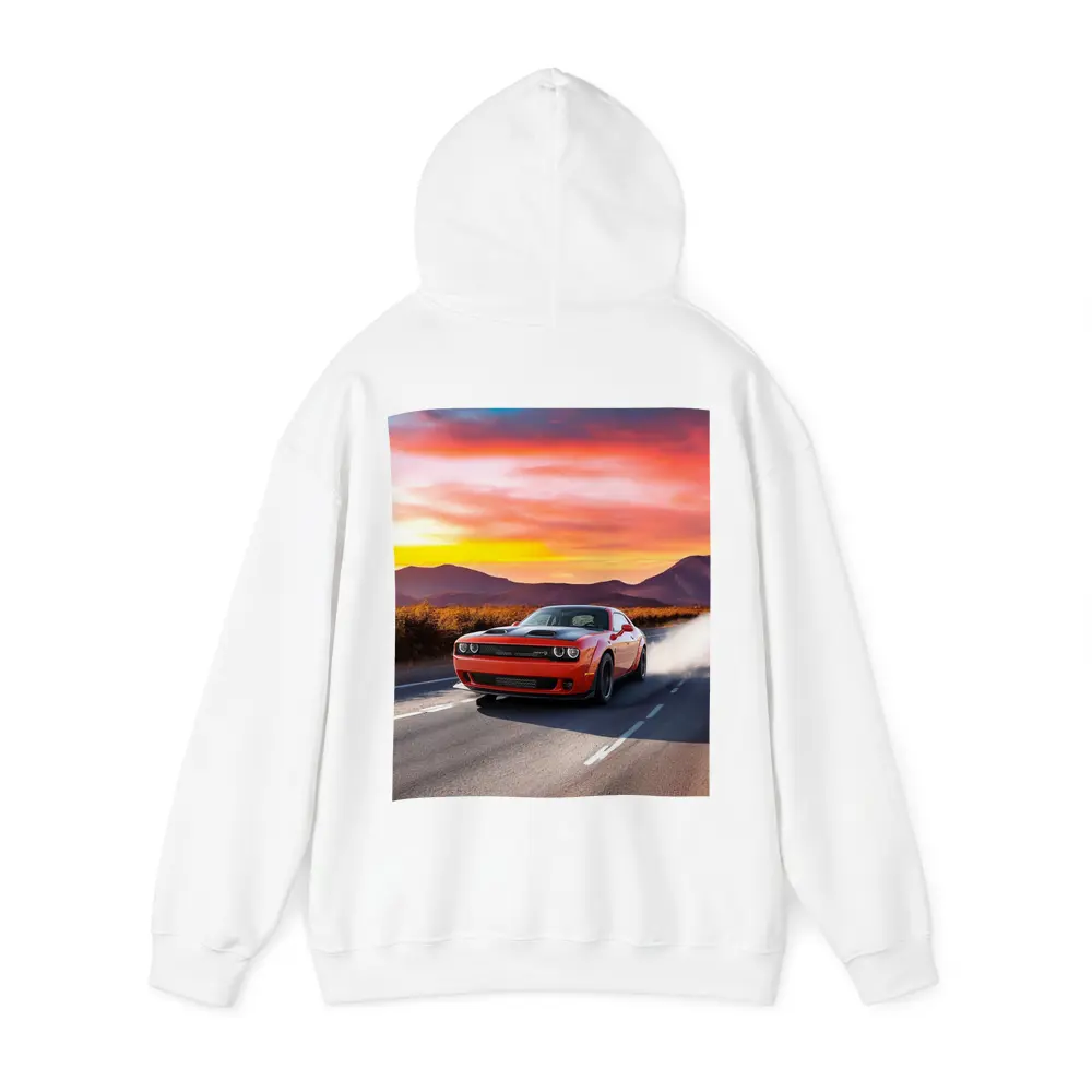Dodge Challenger Red Muscle Car Sunset Road – Hoodies