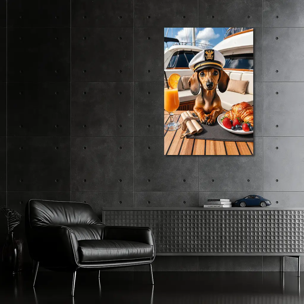 Dachshund Captain on Luxury Yacht Deck – Wall Art