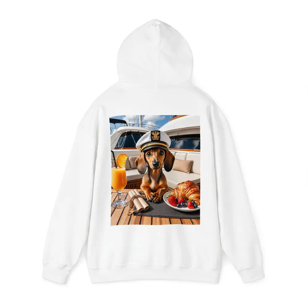 Dachshund Captain on Luxury Yacht Deck – Hoodies