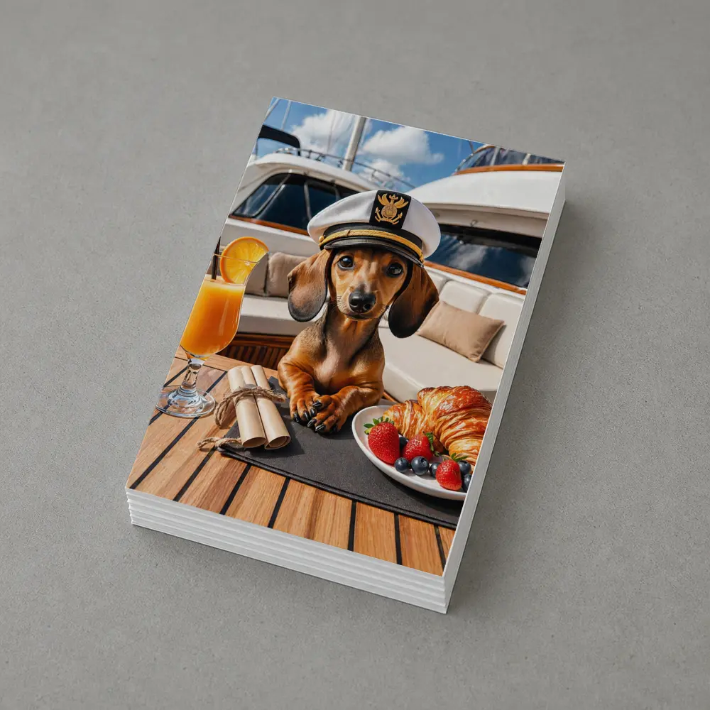 Dachshund Captain on Luxury Yacht Deck – Postcards