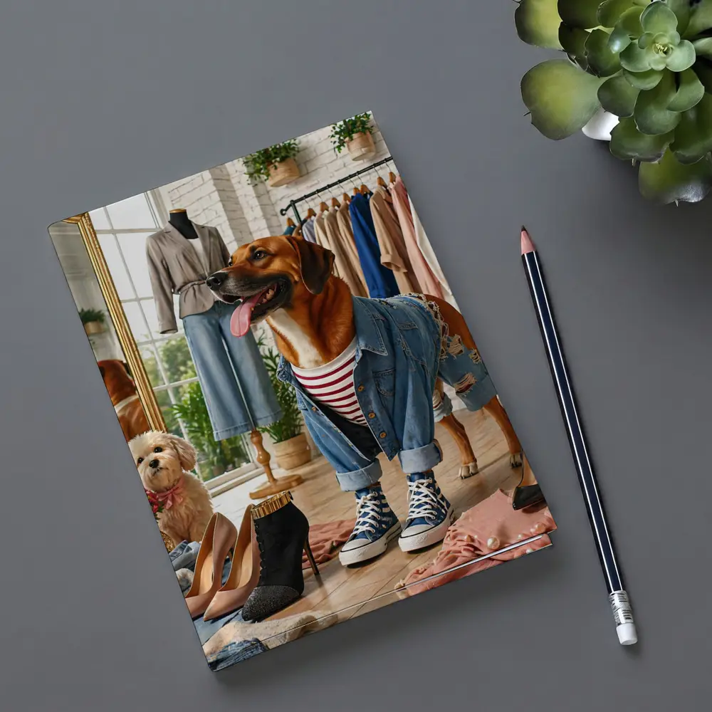 Stylish Dogs Dressed Up in Fashion Boutique – Notebooks