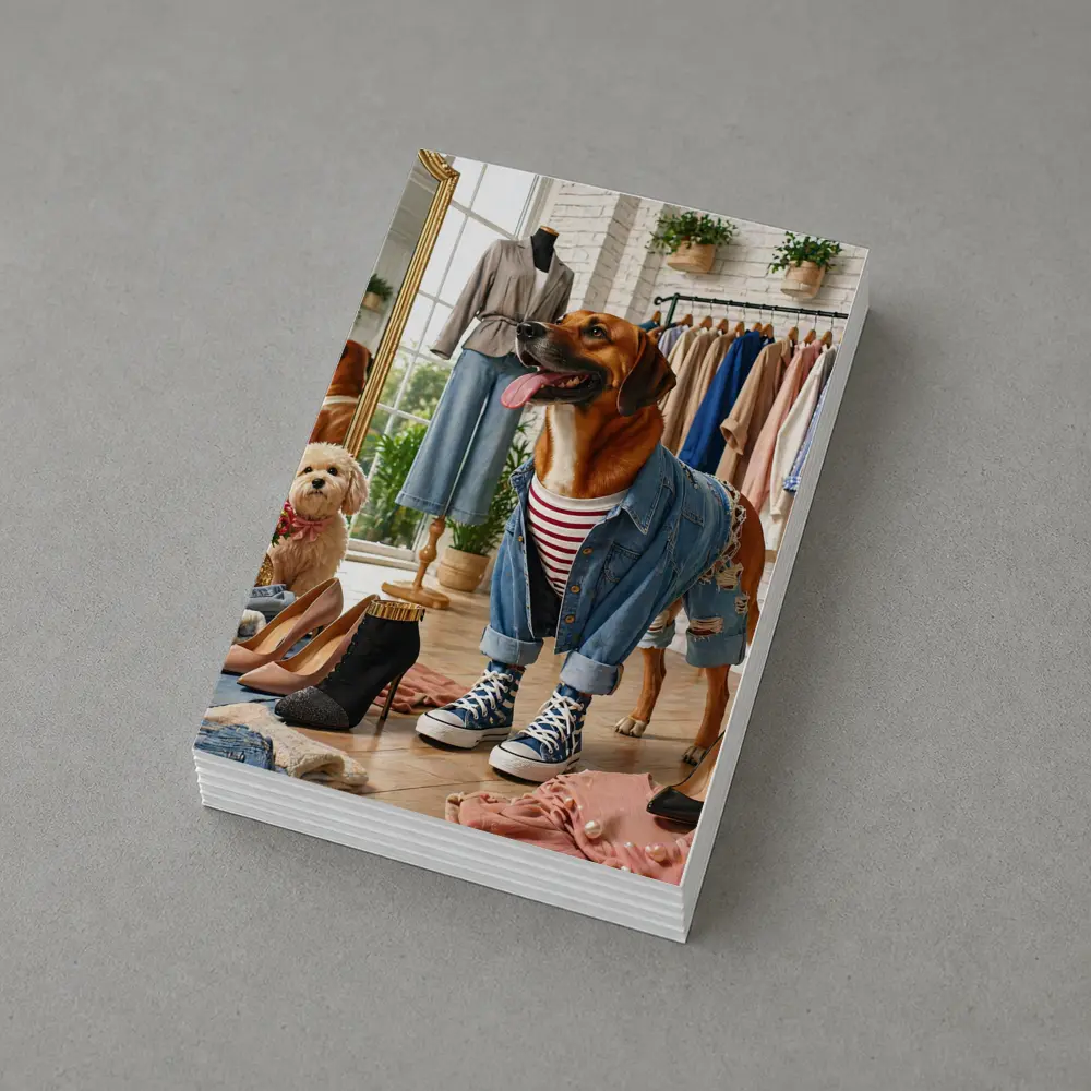 Stylish Dogs Dressed Up in Fashion Boutique – Postcards