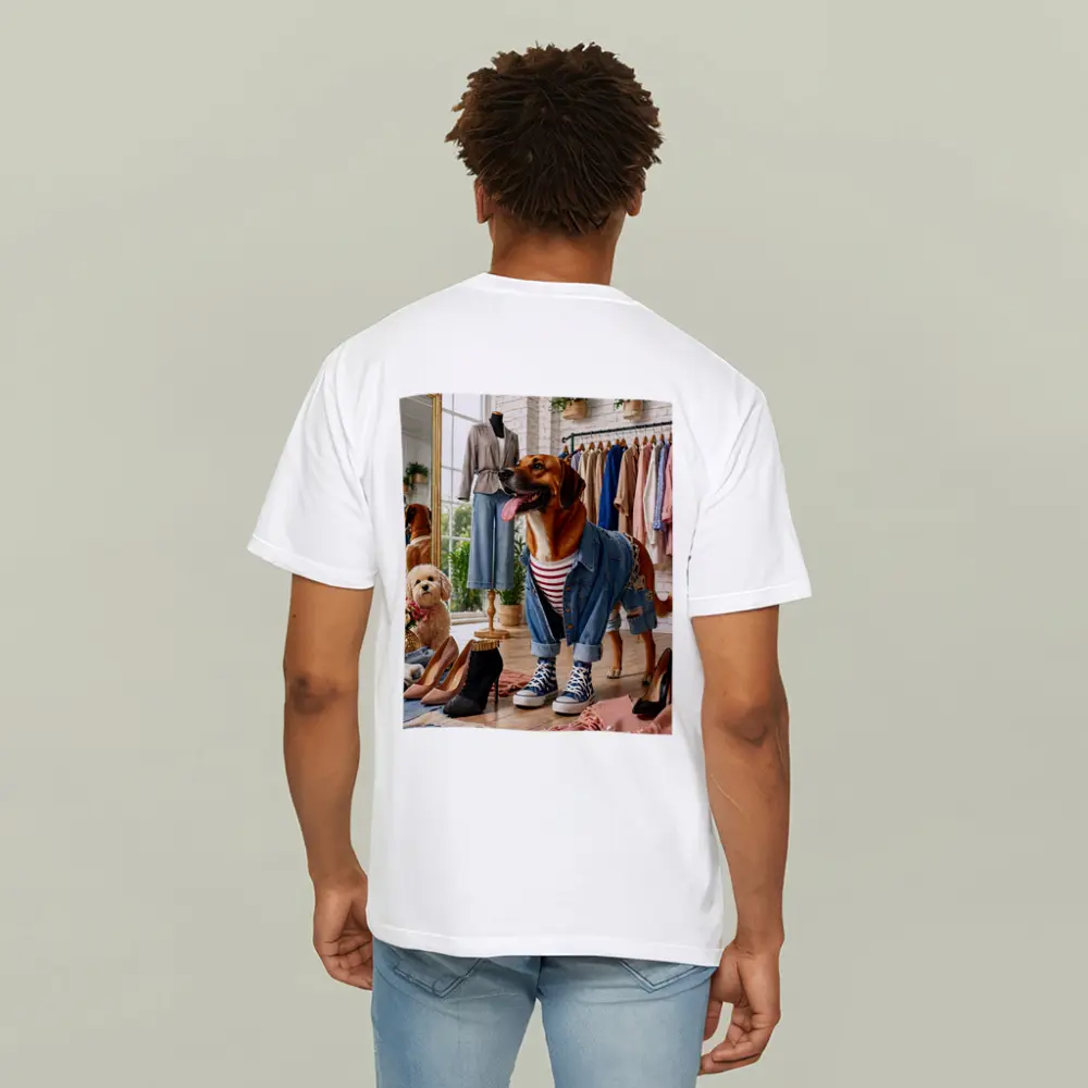 Stylish Dogs Dressed Up in Fashion Boutique – T-Shirts