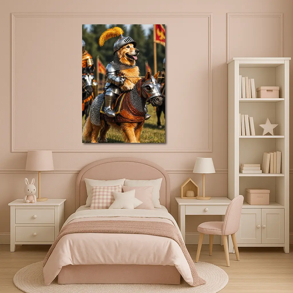 Golden Retriever Knight Medieval Tournament Adventure – Wall Art