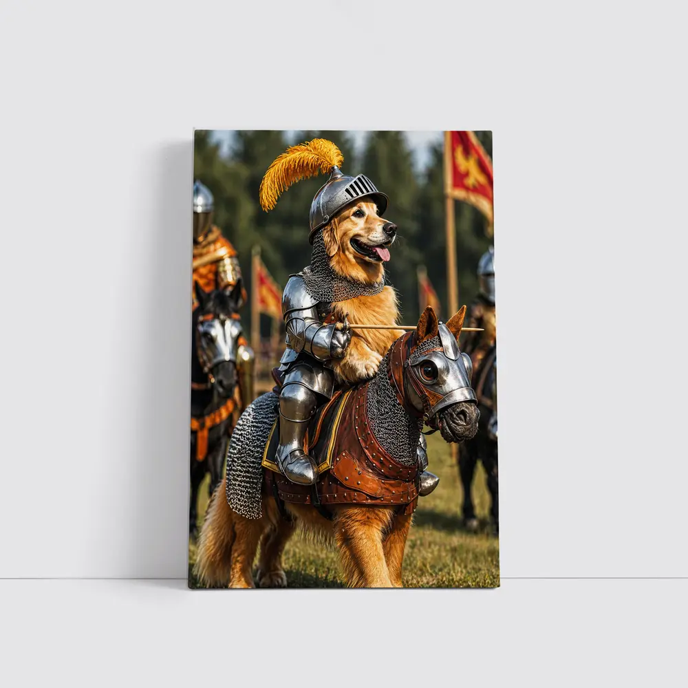 Golden Retriever Knight Medieval Tournament Adventure – Wall Art
