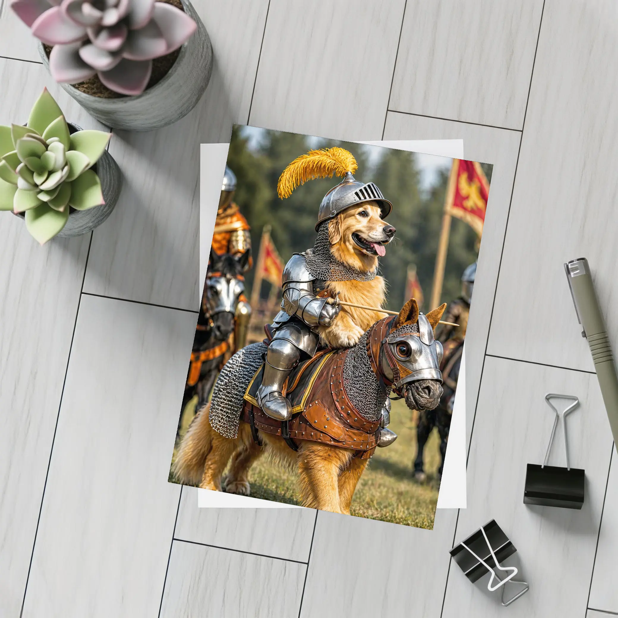 Golden Retriever Knight Medieval Tournament Adventure – Postcards