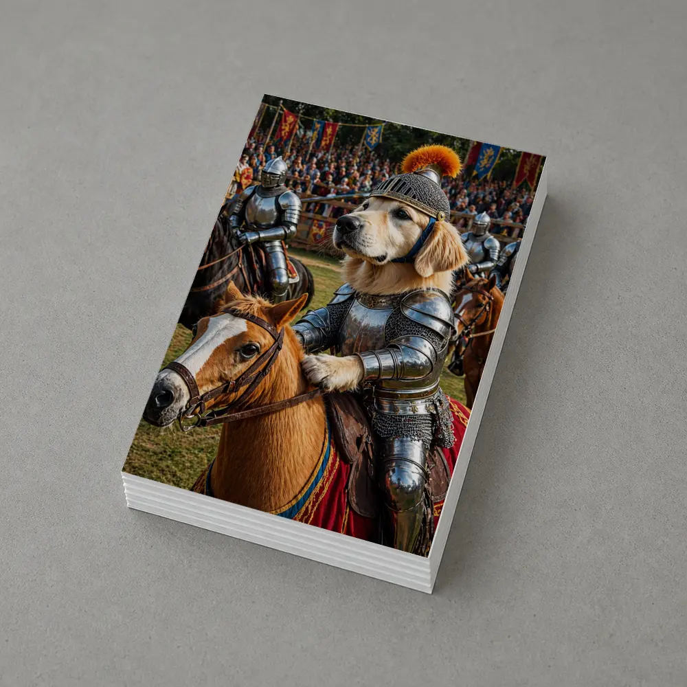 Golden Retriever Knight Riding Horse Medieval Tournament – Postcards