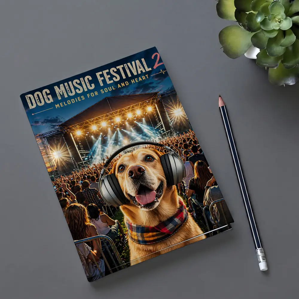 Golden Retriever Dog Wearing Headphones Music Festival – Notebooks