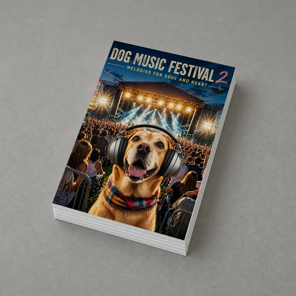 Golden Retriever Dog Wearing Headphones Music Festival – Postcards