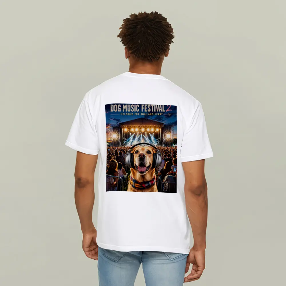 Golden Retriever Dog Wearing Headphones Music Festival – T-Shirts