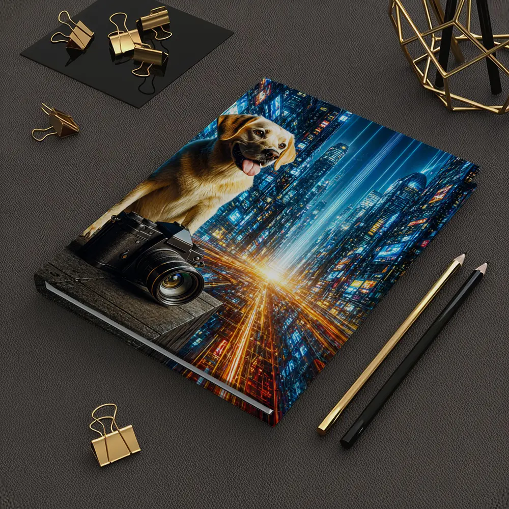 Labrador Dog Camera Neon Futuristic City – Notebooks