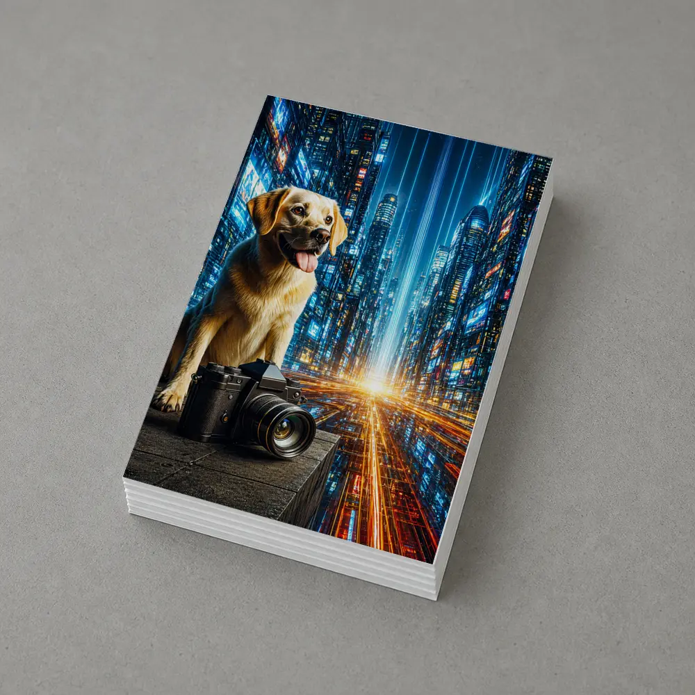 Labrador Dog Camera Neon Futuristic City – Postcards