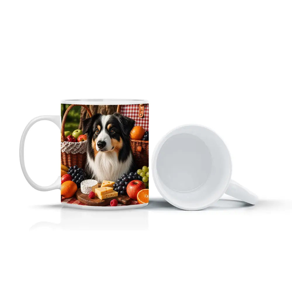 Australian Shepherd Picnic with Fruit Cheese – Mugs