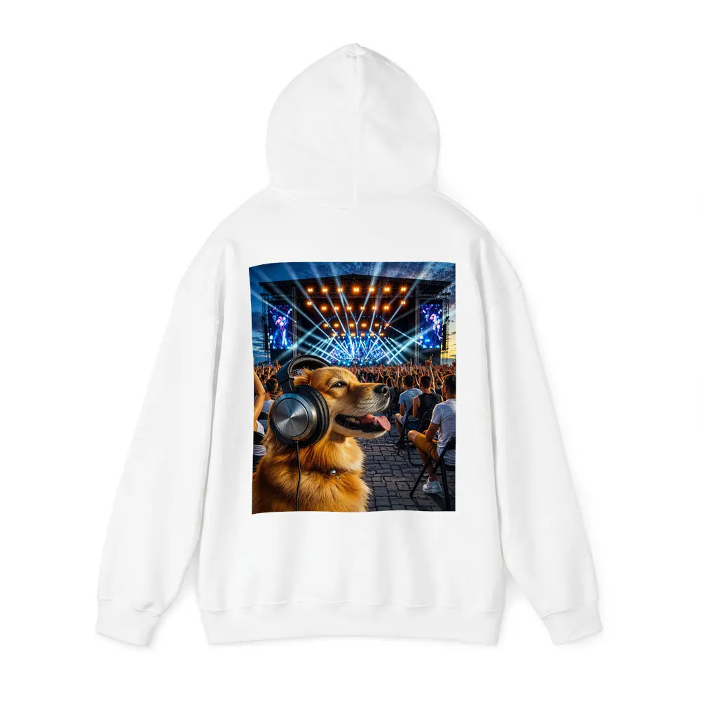 Golden Dog Wearing Headphones At Music Festival – Hoodies