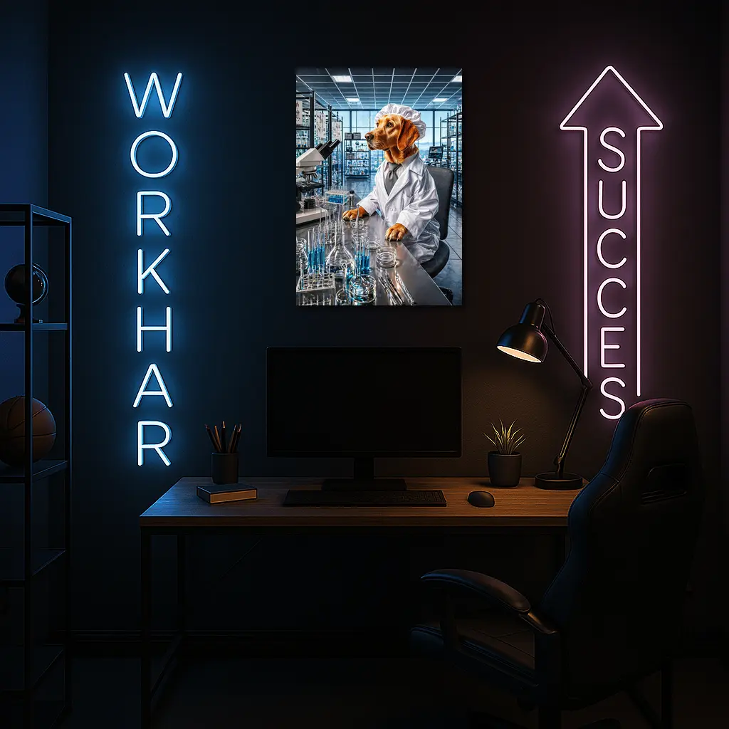 Golden Retriever Scientist In Research Laboratory – Wall Art