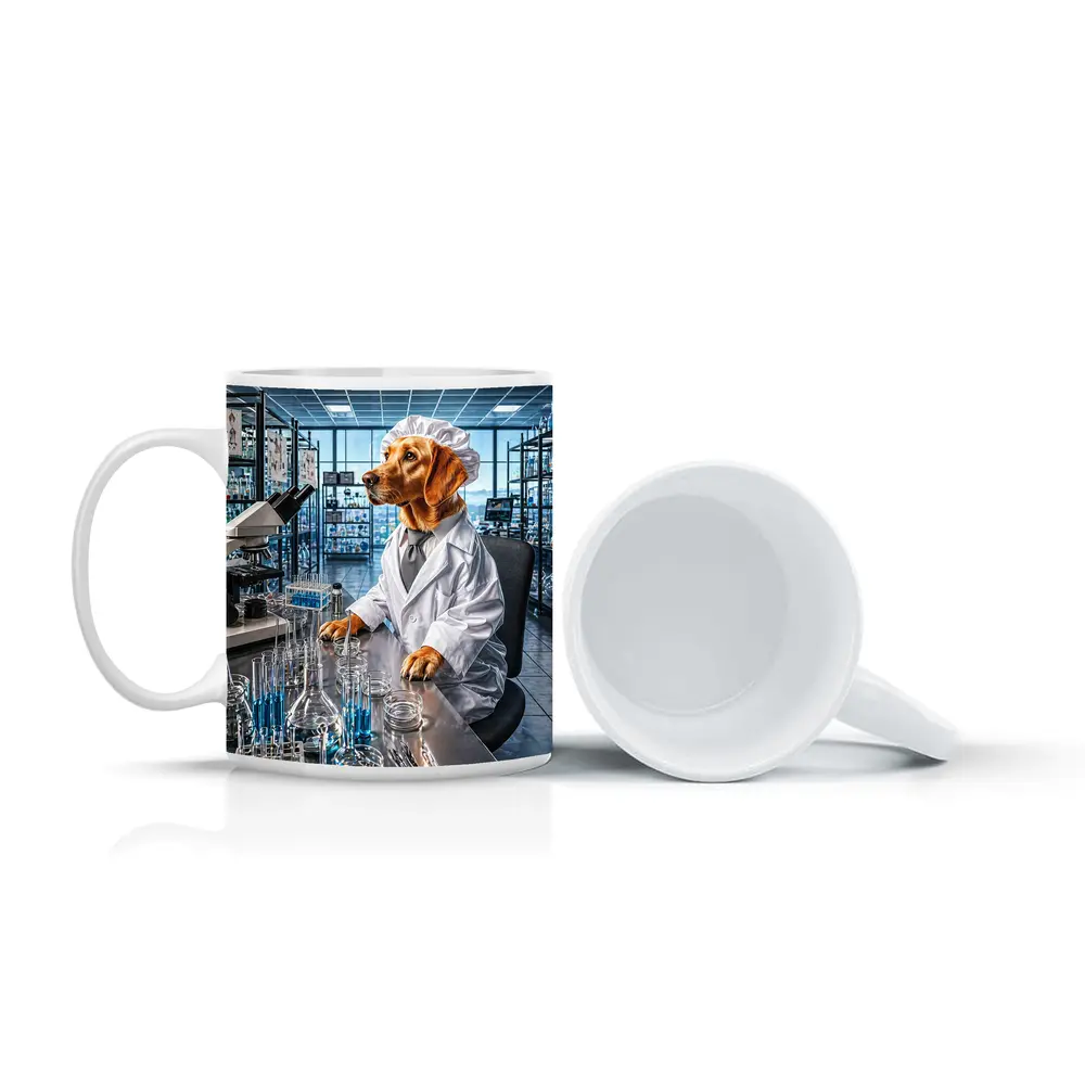 Golden Retriever Scientist In Research Laboratory – Mugs