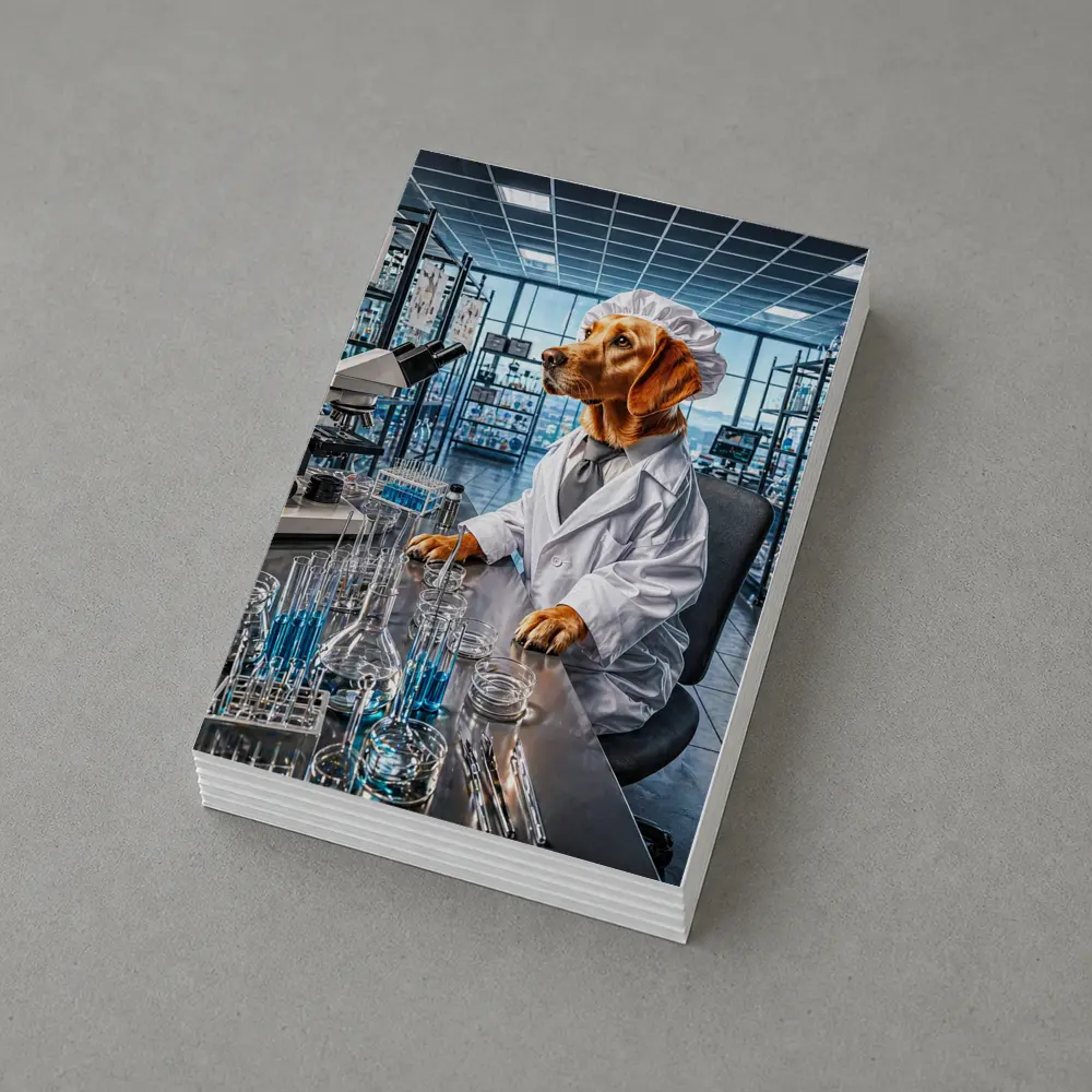 Golden Retriever Scientist In Research Laboratory – Postcards