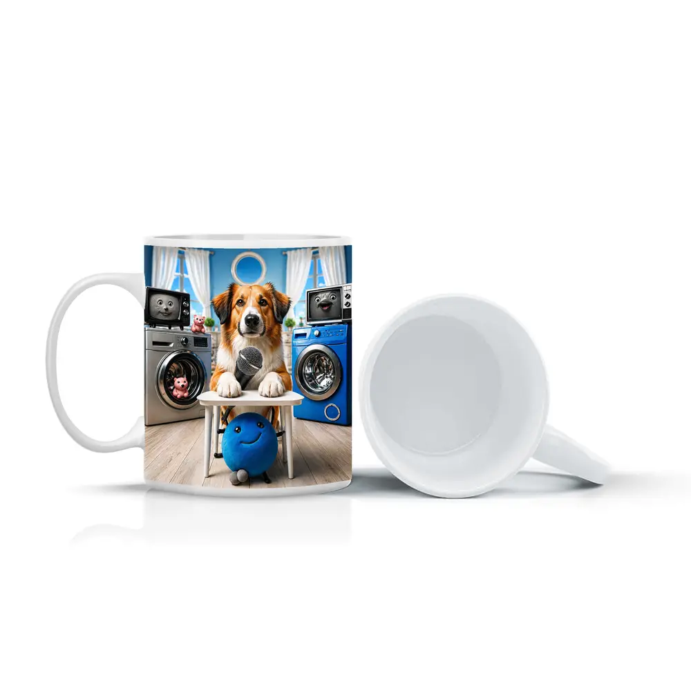 Golden Retriever Host Laundry Room Comedy Show – Mugs
